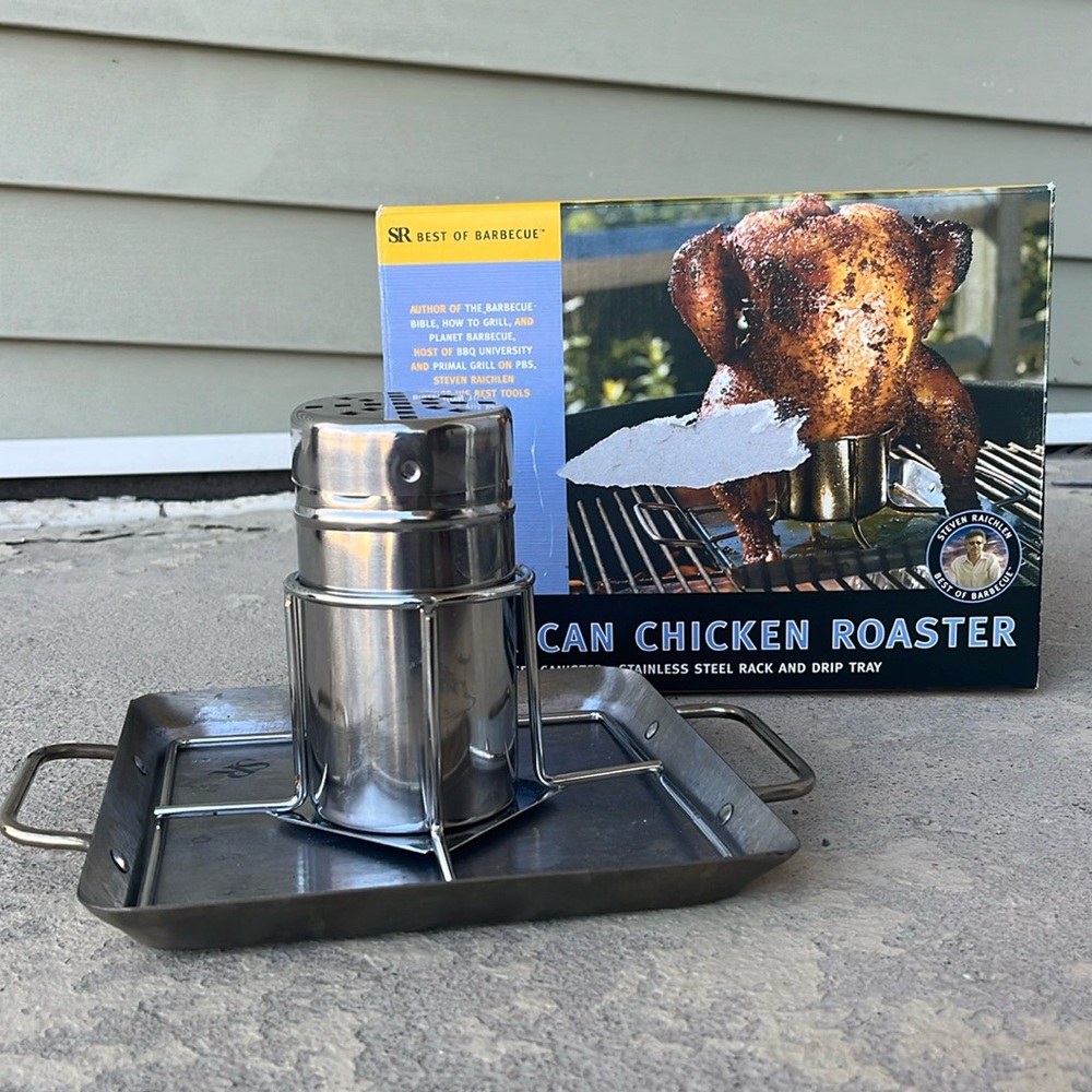 Used once beer can chicken roaster.